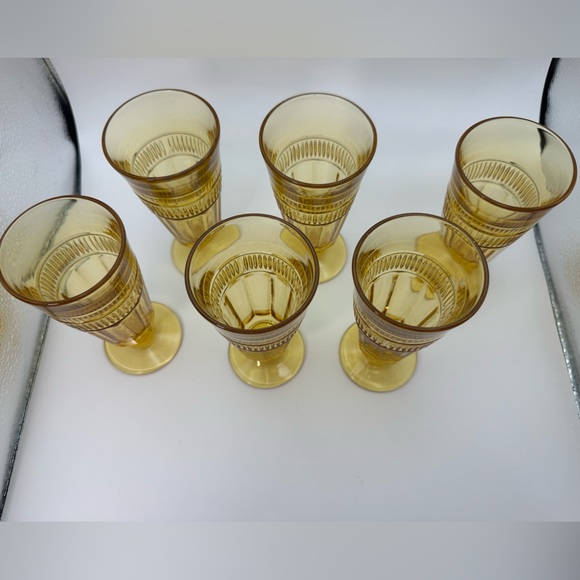 Waterford Amber by DUNCAN & MILLER. Set of 6 cordial glasses. 1940’s. - Picture 2 of 5